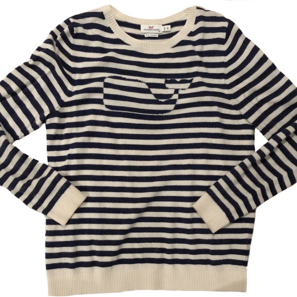 Vineyard Vines Cashmere Navy Stripe Sweater